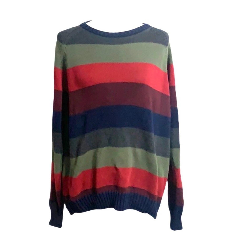 Vintage Jantzen Stripe Sweater Red Blue Green Freddie Krueger Cotton Size Medium